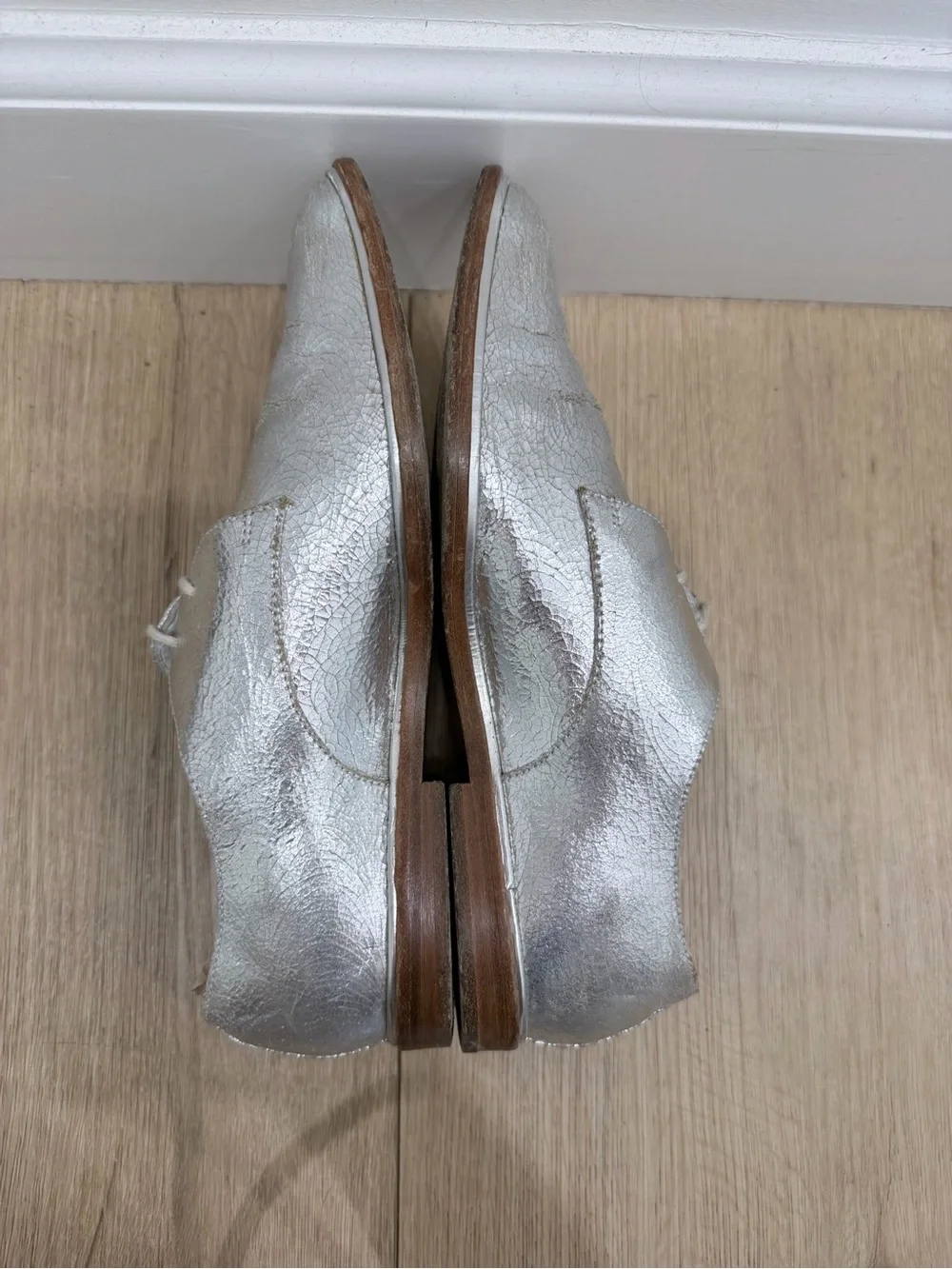 Veronique Branquinho Silver Lace-Up Flats / Oxford Shoes